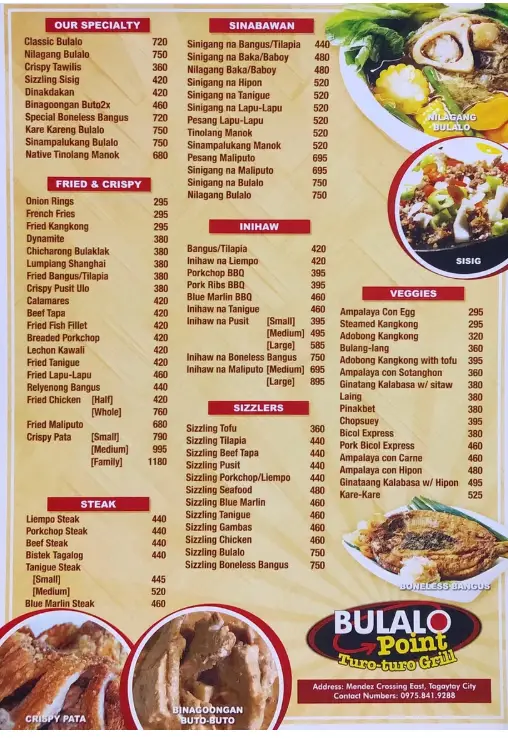 Bulalo Capital Menu