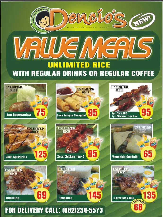 Dencios Philippines Menu