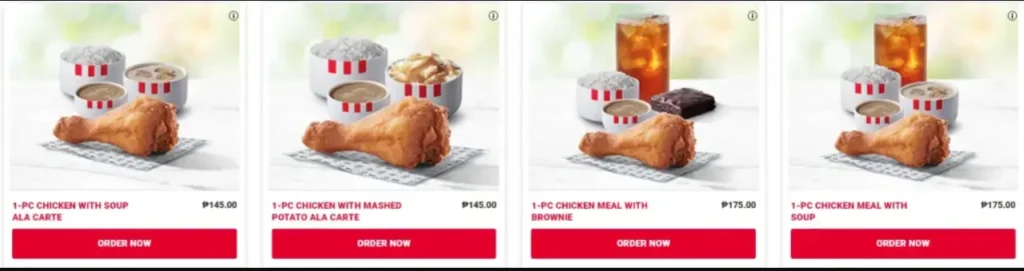 KFC Favourites Menu
