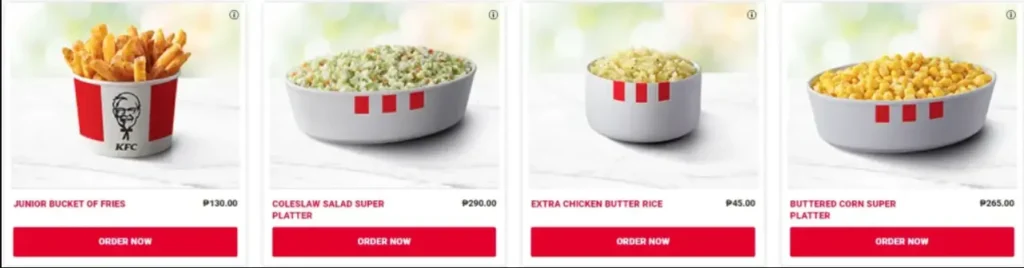 KFC Sides Menu