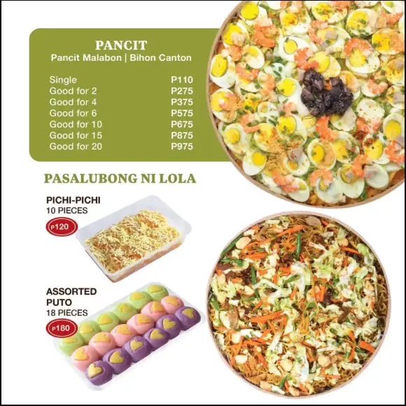 OLA IDANG’S PANCIT SHORT ORDERS MENU
