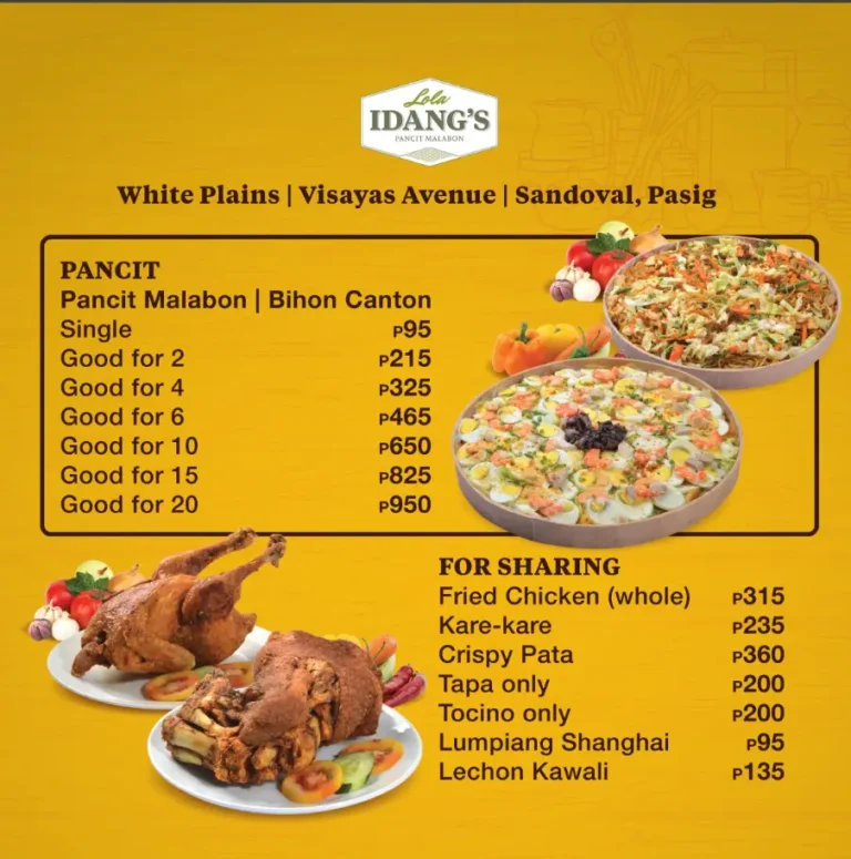 Lola Idangs Menu