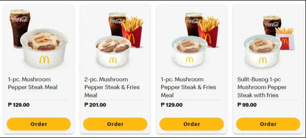 Mcdo Rice Bowls Menu
