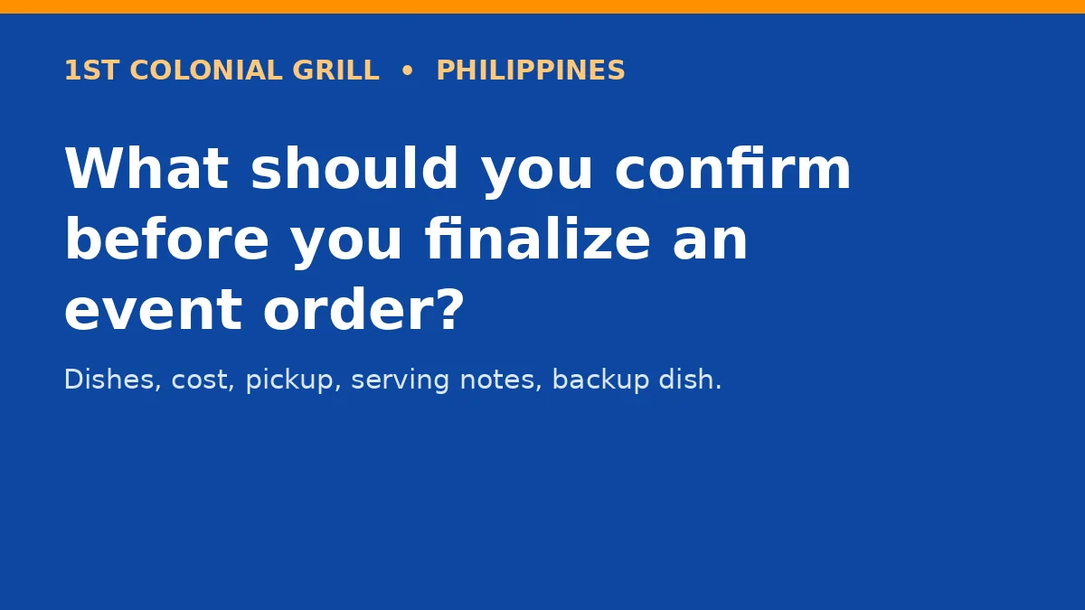 What should you confirm before you finalize an event order?