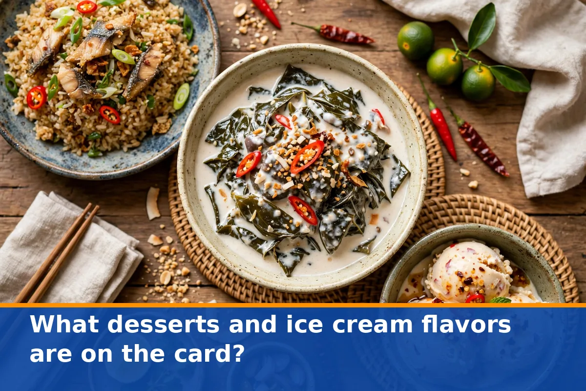 What desserts and ice cream flavors are on the card?