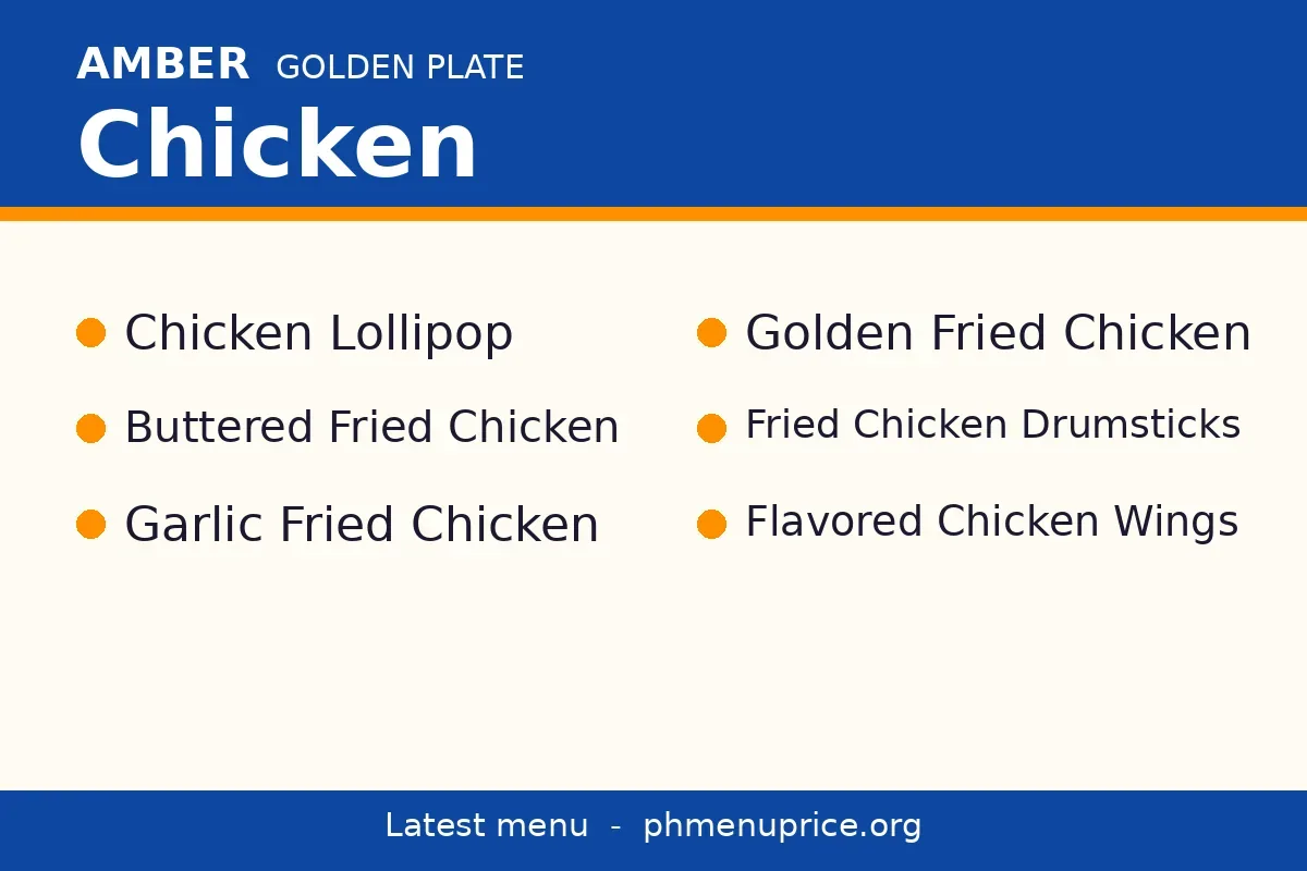 What chicken dishes does Amber serve?