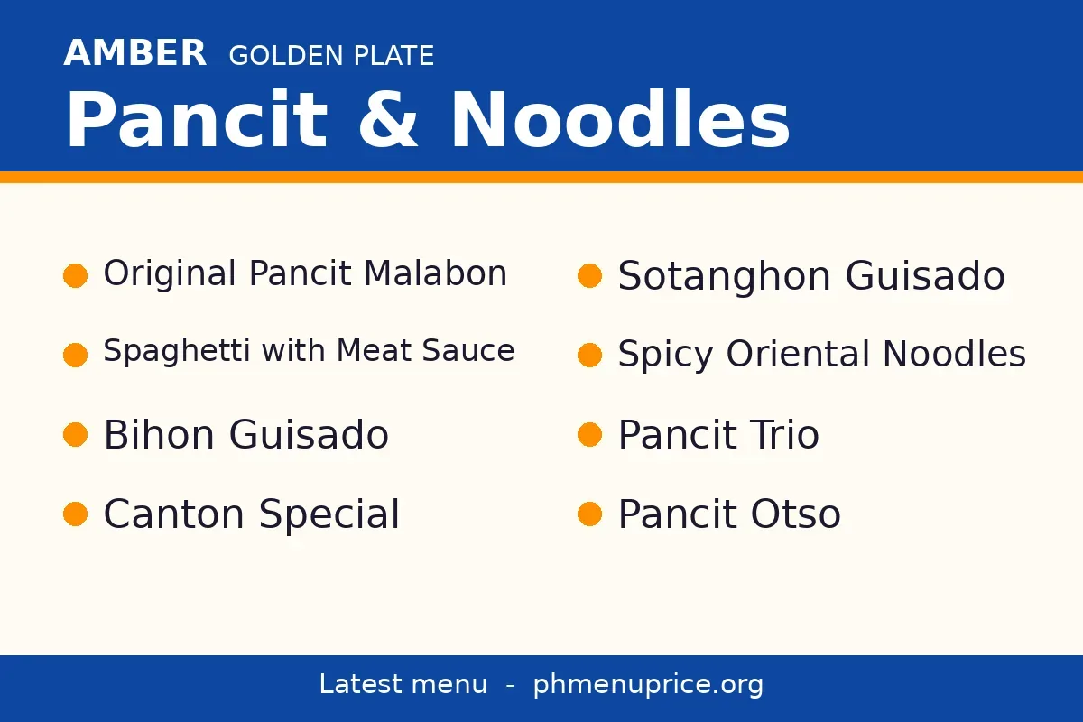 How much is Pancit Malabon at Amber?