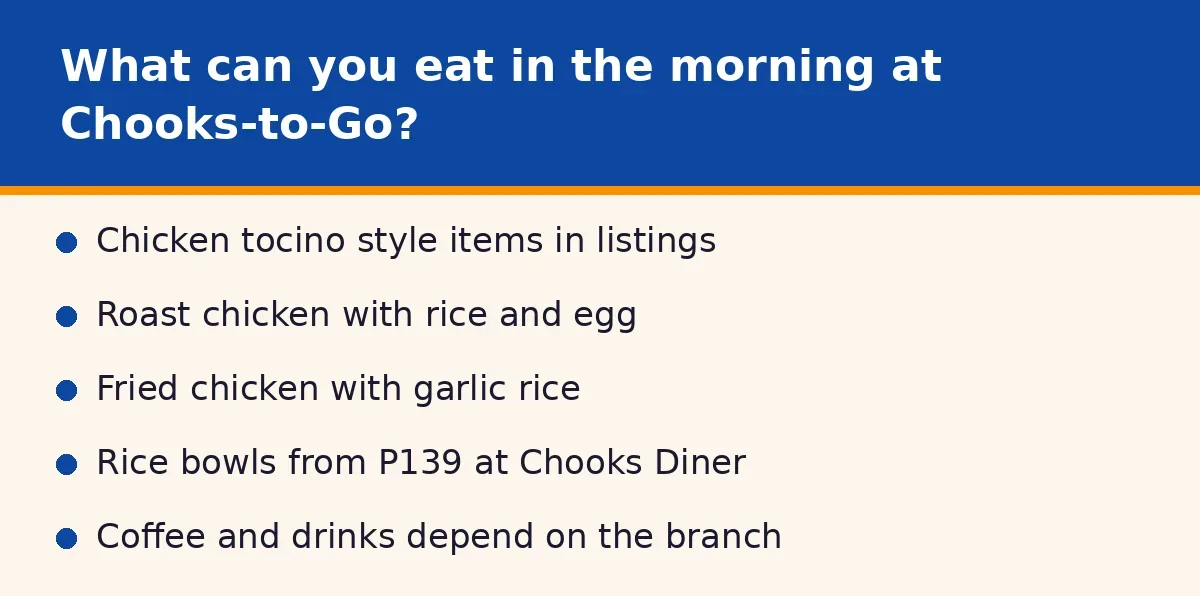 What can you eat in the morning at Chooks-to-Go?