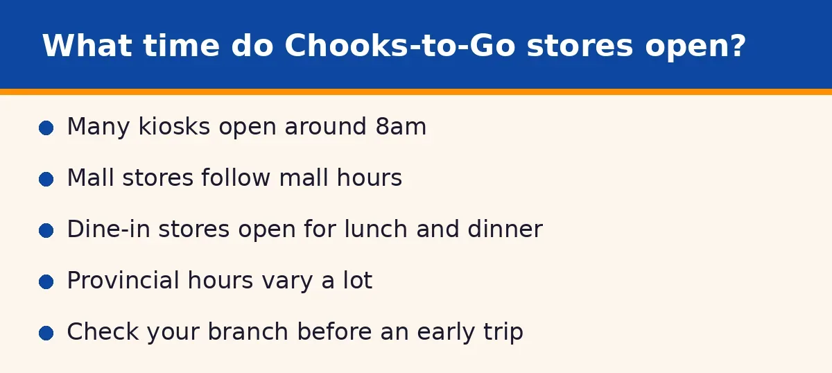 What time do Chooks-to-Go stores open?