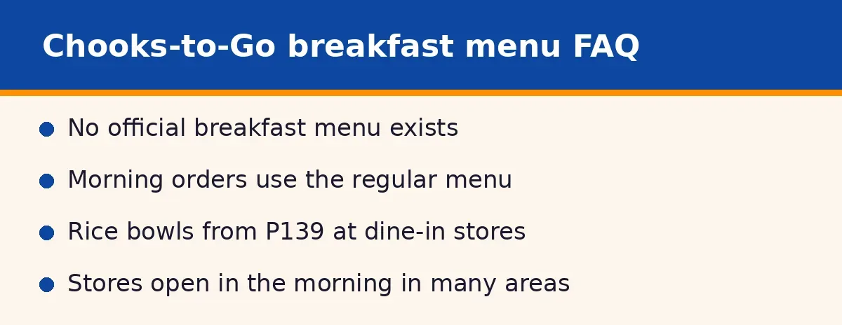 Chooks-to-Go breakfast menu FAQs