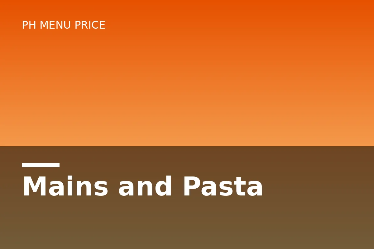 What mains and pasta appear on the menu card?
