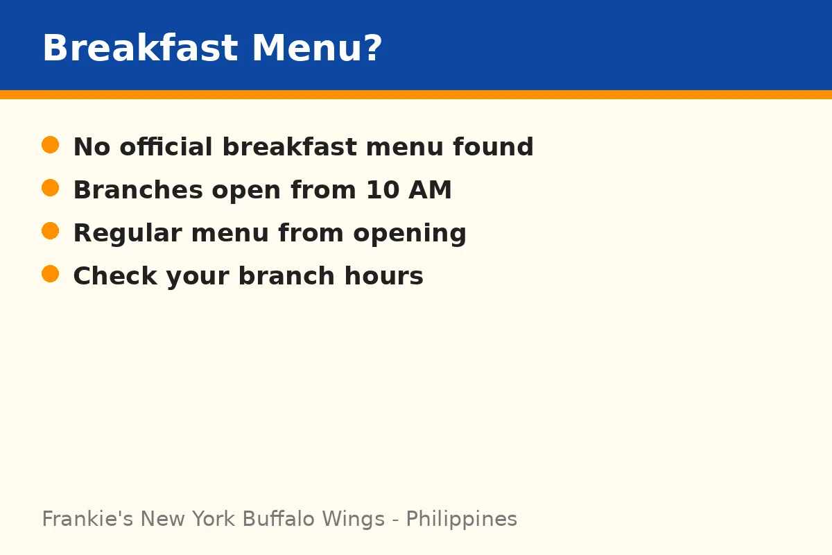 What is on the Frankie's New York Buffalo Wings breakfast menu?