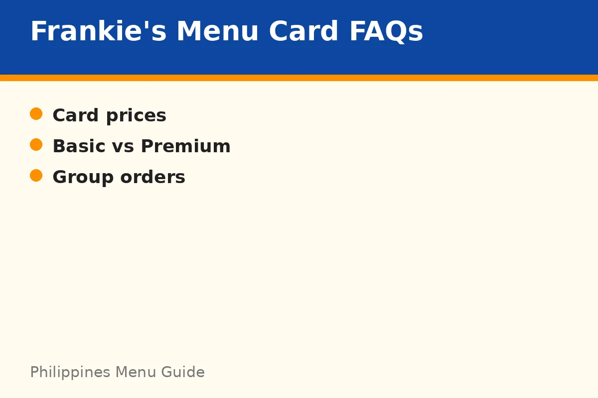 What do readers ask most about Frankie's menu card?