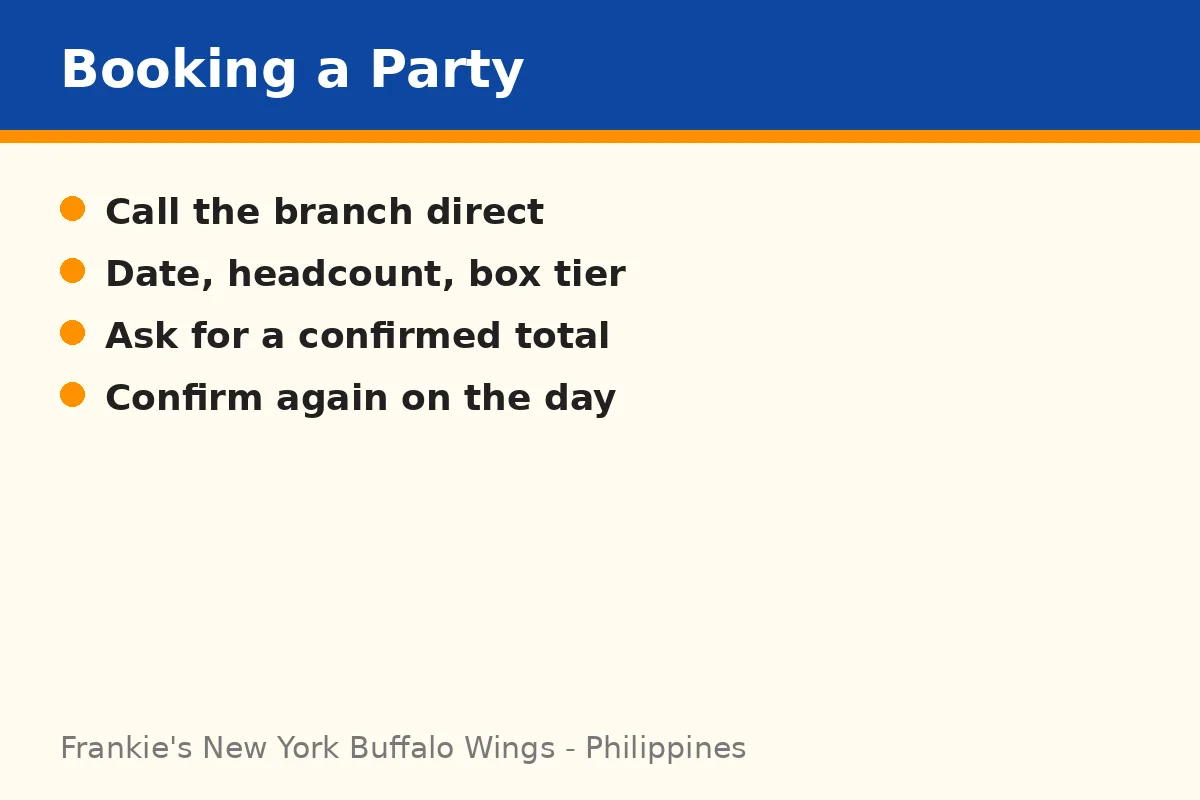 How do I book a Frankie's party order?