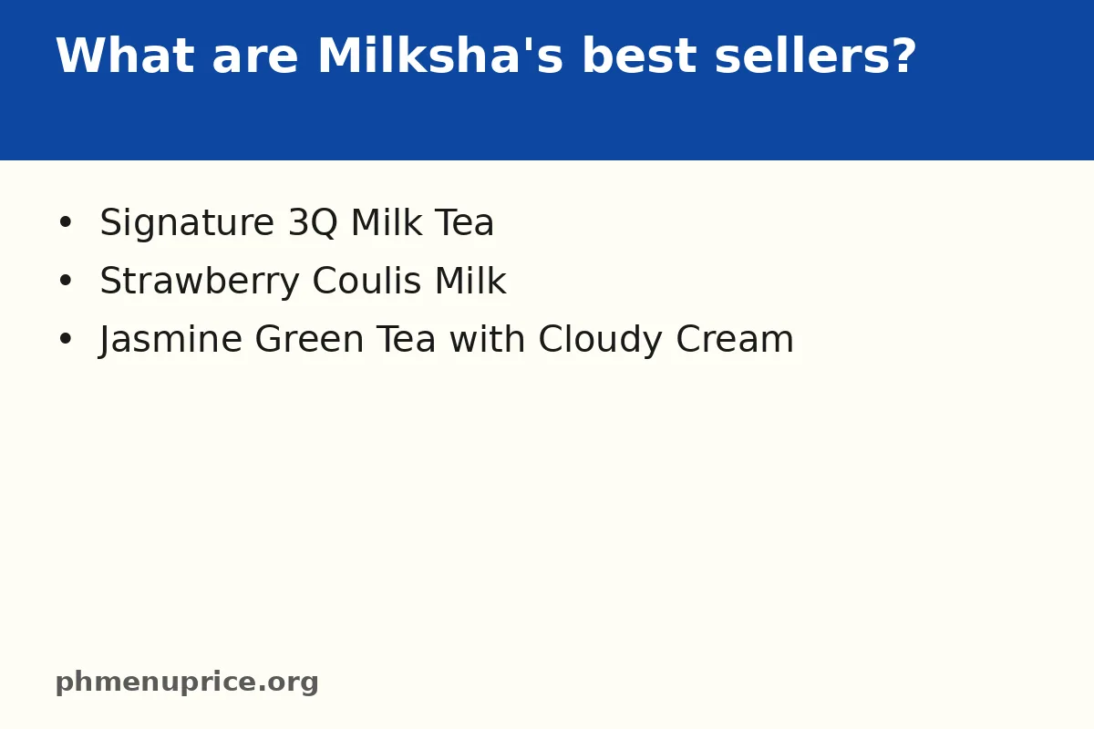 What are Milksha's best sellers in the Philippines?
