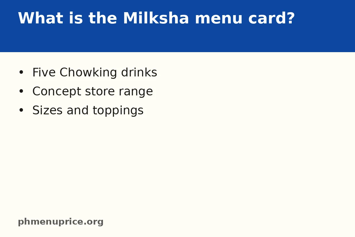 What is the Milksha menu card?