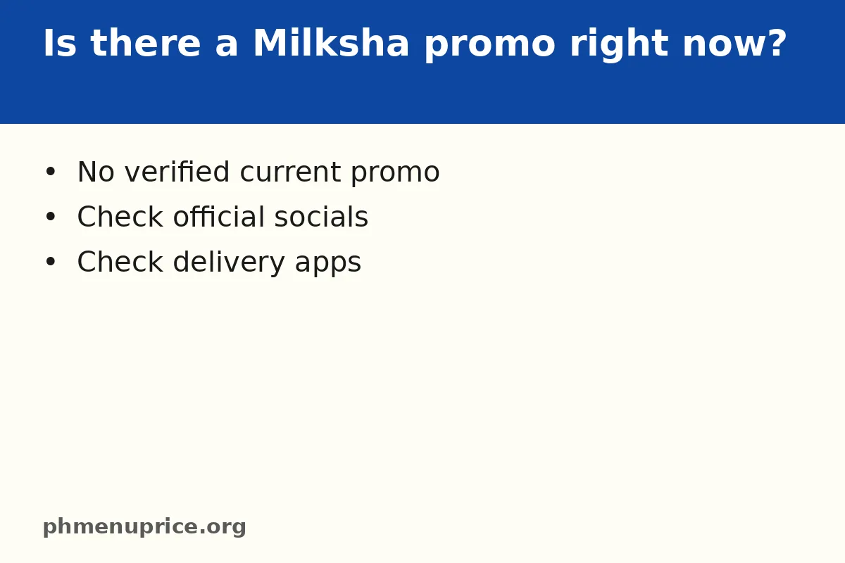 Is there a Milksha promo in the Philippines right now?