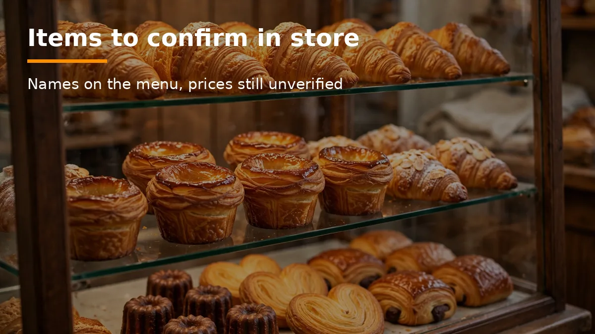 Items to confirm in store