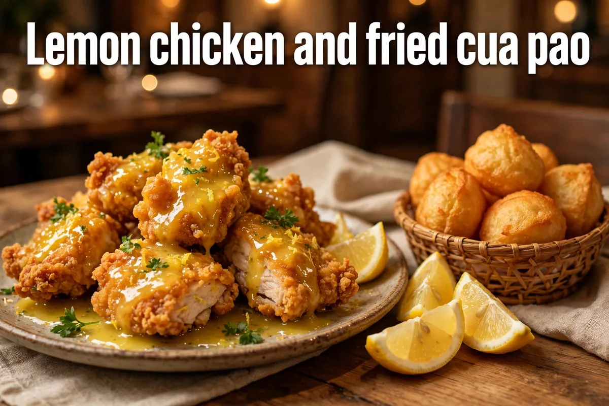 Lemon chicken and fried cua pao
